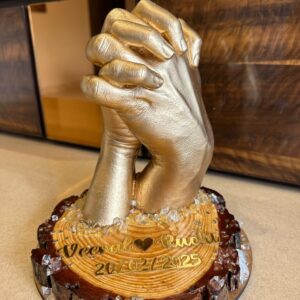 Couple Hand Casting – With Wooden Base & Resin Finish